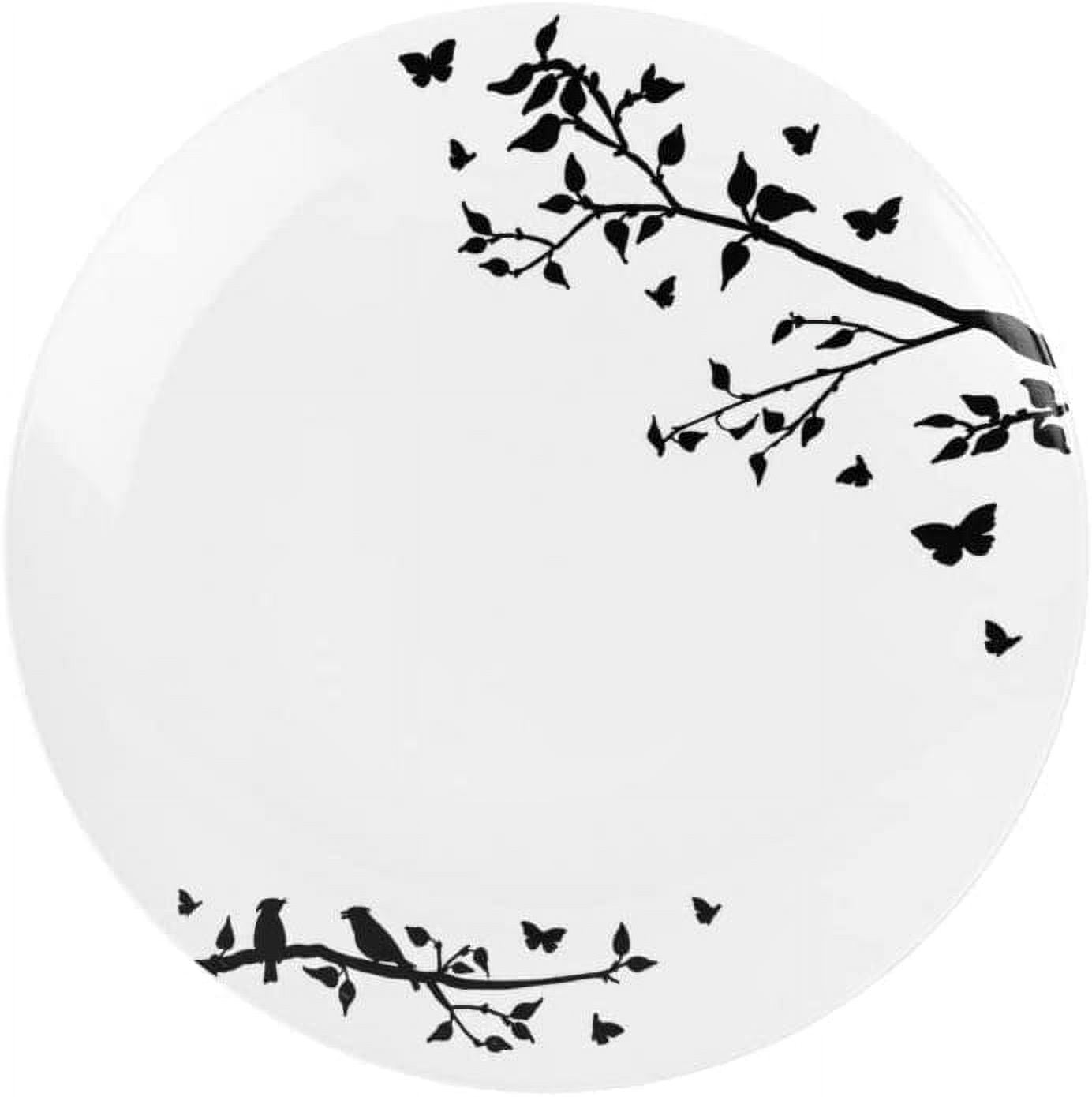 7 5 Inch Round White Plastic Plates With Black Floral Design Spring 7 5 inch round white plastic plates with black floral design spring