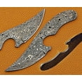 thumbnail image 1 of 7.5 inches Long Hand Forged rain Drop Pattern Damascus Steel Trailing Point Blank Blade Skinning Knife, 3" Long Sharp Cutting Edge, 4" Scale Space with 6 pins Hole, 1 of 1