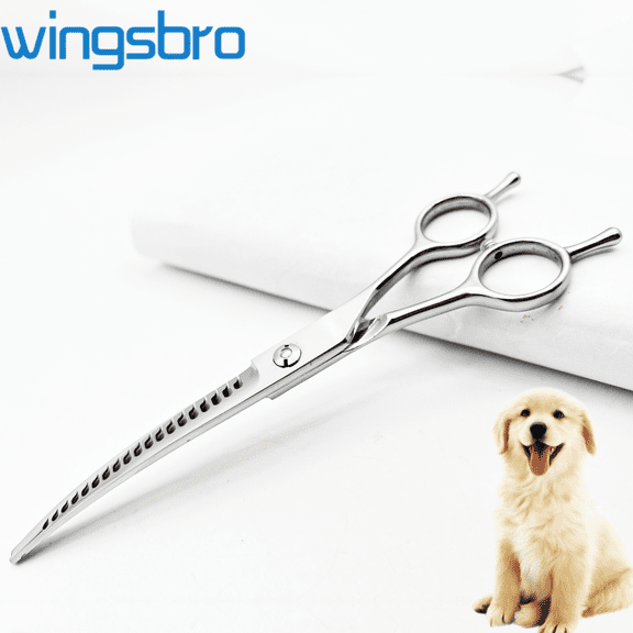 7.5 inches wingsbro Pet Grooming Scissors, Down Curved Thinning Scissors