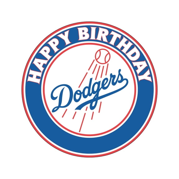 7.5 los angeles dodgers Cake Topper Round Edible Birthday Cake Decorations, Happy Birthday Cake