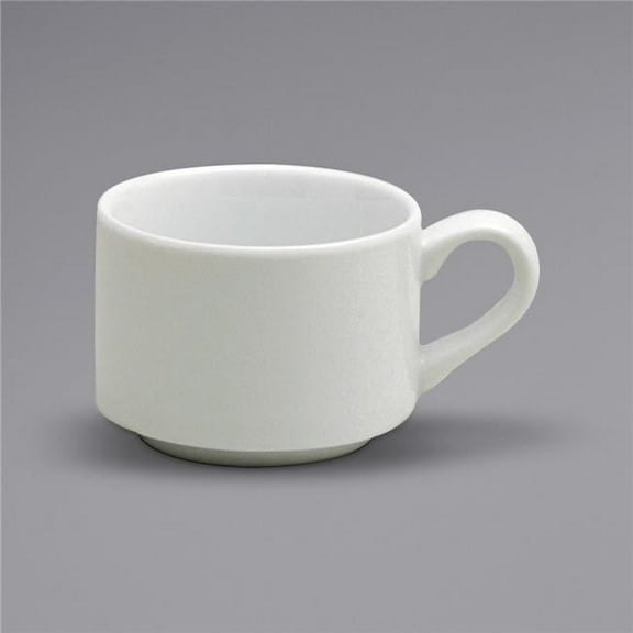 7.5 oz Bright White Ware Stackable Rolled Edge Porcelain Cup