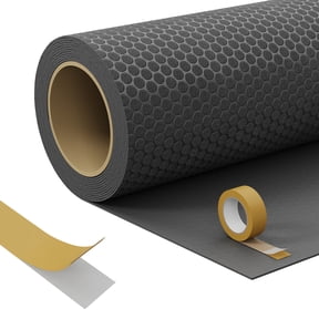 7.5 x 17 FT Garage Floor Mat Roll,Thickened Coin Plate PVC Floor Protector Mat with Double-Sided Tape,Waterproof Garage Car Parking Mats for Compact SUVS, Sports Car(Black)