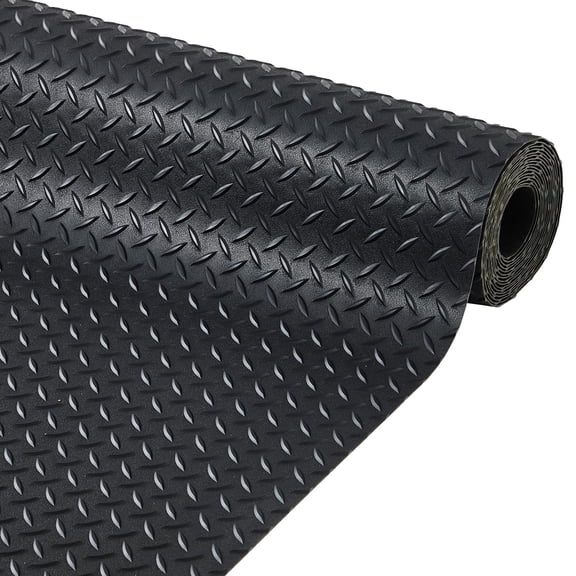 7.5 x 18 ft Garage Floor Mat, 2.8 mm Thickened Flooring Roll Diamond Plate PVC Rubber Trailer Mat, Non-Slip Floor Protector Mat for Garage, Warehouse, Gyms, Trailer, SUV