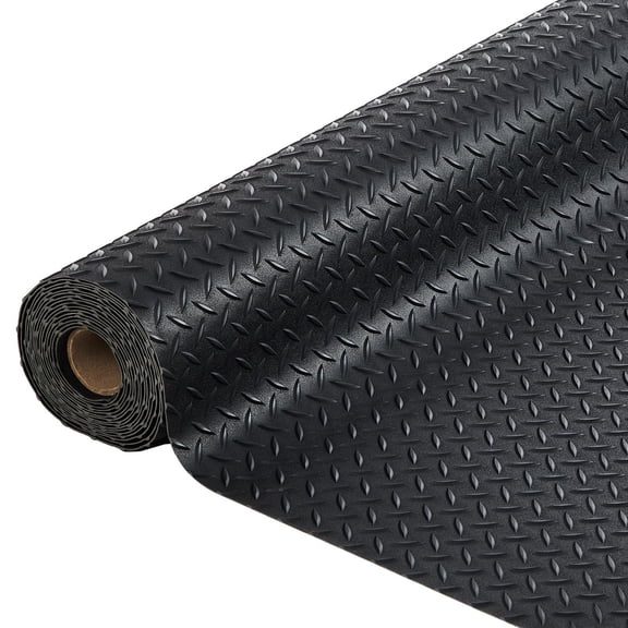 7.5 x 20 FT Garage Floor Mat, 2.8mm Thickened Flooring Roll Diamond Plate PVC Rubber Trailer Mat, Non-Slip Floor Protector Mat for Garage, Warehouse, Gyms, Trailer, SUV