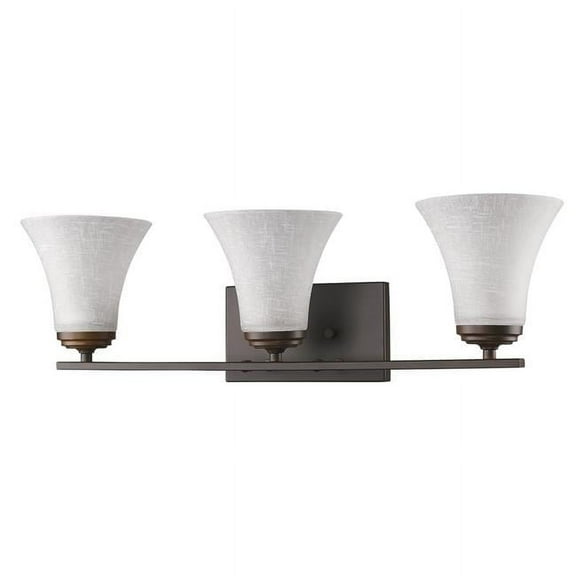 7.5 x 25.75 x 7.25 in. Union 3-Light Oil-Rubbed Bronze Vanity Light with Frosted Glass Shades