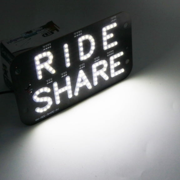 7.5" x 4.5" Windshield LED Car Sign RGB Light Display for Ride Drivers USB-Powered with 4 Suction Cups Bright Text Sign for Taxi