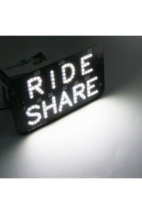 7.5" x 4.5" Windshield LED Car Sign RGB Light Display for Ride Drivers USB-Powered with 4 Suction Cups Bright Text Sign for Taxi