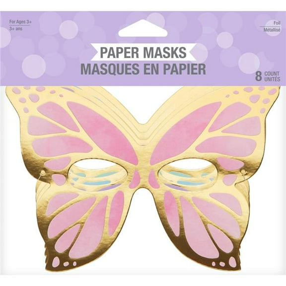 7.5 x 5.25 in. Butterfly Shimmer Foil Paper Masks, Multi Color