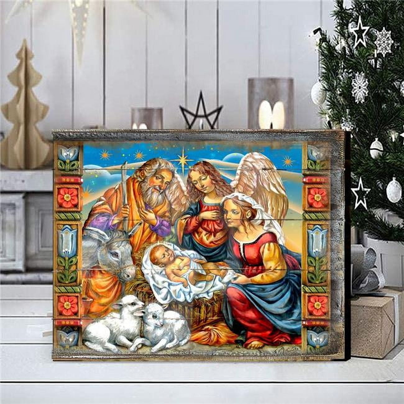 7.5 x 5.5 in. Hitchin Nativity Wooden Wall Art - Petite Size