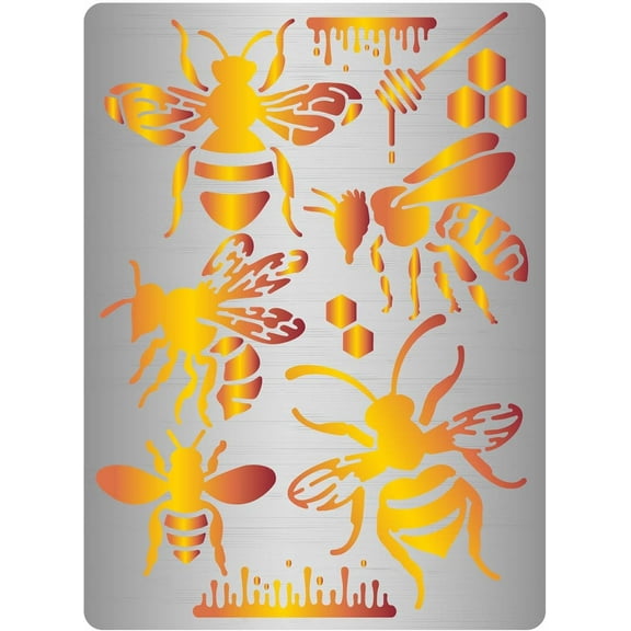 7.5 x 5.5inch Bee Metal Stencil Reusable Honey Honeycomb Stainless Steel Drawing Stencils Template