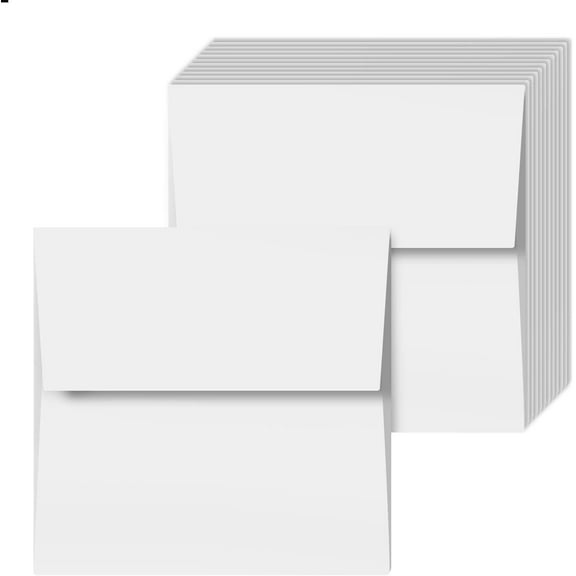 7.5 x 7.5” Square White Envelopes – Perfect for Enclosing Holiday Greeting, Party and Invitation Cards | Made from Durable 70Lb White Wove Paper | 50 per Pack