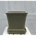 thumbnail image 1 of 7.5 x 7.5 x 7 in. Beige Ceramic Bonsai Pot with Attached Humidity & Drip Tray, Square, 1 of 1