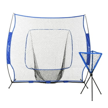 7.5'x7' Baseball Practice Net Set w/ Catcher Net, Tee Stand, 12 Baseballs for Pitching, Fielding, Practice Hitting, Batting, Backstop, Training Aid, Portable Training Equipment, Blue