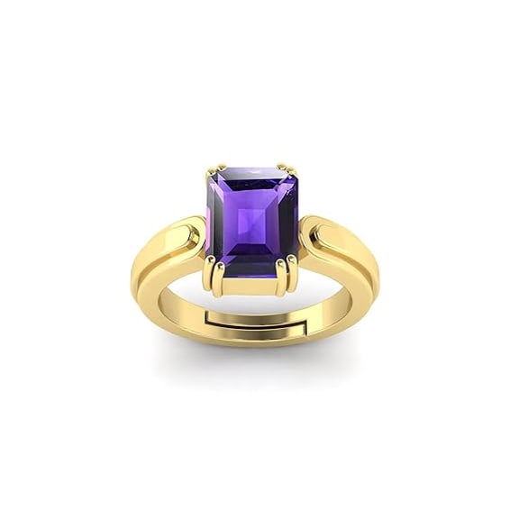 7.50 Carat Amethyst Ring Katela Ring Original Certified Natural Amethyst Stone Ring Astrological Birthstone Adjustable Ring for Men and Women,s