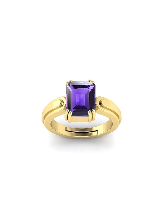 7.50 Carat Amethyst Ring Katela Ring Original Certified Natural Amethyst Stone Ring Astrological Birthstone Adjustable Ring for Men and Women,s
