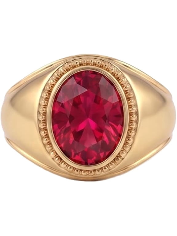 7.50 Ct Natural Ruby [Manik] Gemstone July Birthstone Punchdhatu [Brass] Astrological Gold Plated Adjustable Ring For Men's And Women's