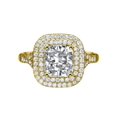 thumbnail image 1 of 7.50MM D-F VS Moissanite Ring With Diamonds (1.8 ct Moissanite Weight, 2.7 ctw dew) Micro Pave Double Halo 14K Gold, 1 of 2