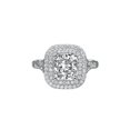 thumbnail image 1 of 7.50MM D-F VS Moissanite Ring With Diamonds (1.8 ct Moissanite Weight, 2.7 ctw dew) Micro Pave Double Halo 14K Gold, 1 of 2