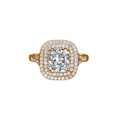 thumbnail image 1 of 7.50MM D-F VS Moissanite Ring With Diamonds (1.8 ct Moissanite Weight, 2.7 ctw dew) Micro Pave Double Halo 14K Gold, 1 of 2