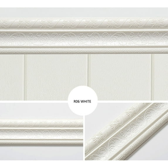 7.55 Feet Long x 0.26 Feet High Self Adhesive Flexible Foam Molding Trim Wallpaper Border 3D Sticky Decorative Wall Lines Peel and Stick Trim Wall Trim Baseboard Trim for Home Hotel Decor - White