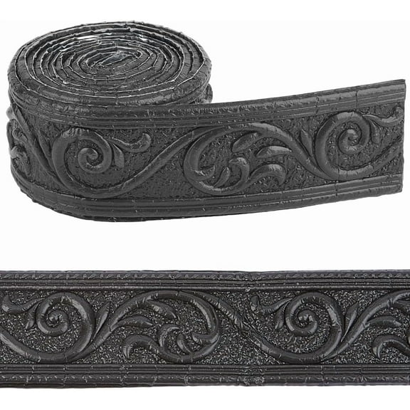 7.55Ftx2.32In Black Molding Trim Self Adhesive Vintage 3D Printing Peel and Stick Plastic Flexible Wallpaper Border Wall Edging Foam for Baseboard Mirror Border Wall Lines DIY Decor 1pc