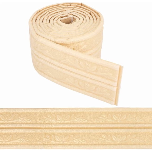 7.55Ftx3.15In Gold Molding Trim Vintage Flexible XPE 3D Printing Self Adhesive Peel and Stick Wallpaper Border Wall Edging for Baseboard Mirror Border Wall Lines Hotel DIY Decoration for DIY