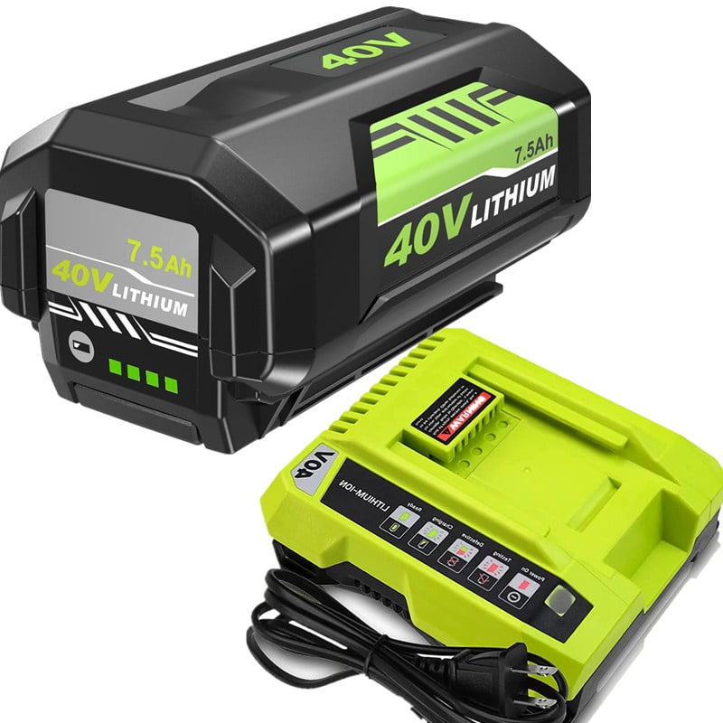 7.5Ah Replacement for Ryobi 40V Battery and Charger Combo Kit 40 Volt Lithium ion Battery OP4075A OP40601 OP40602 OP4040 OP40404 and OP401 Charger
