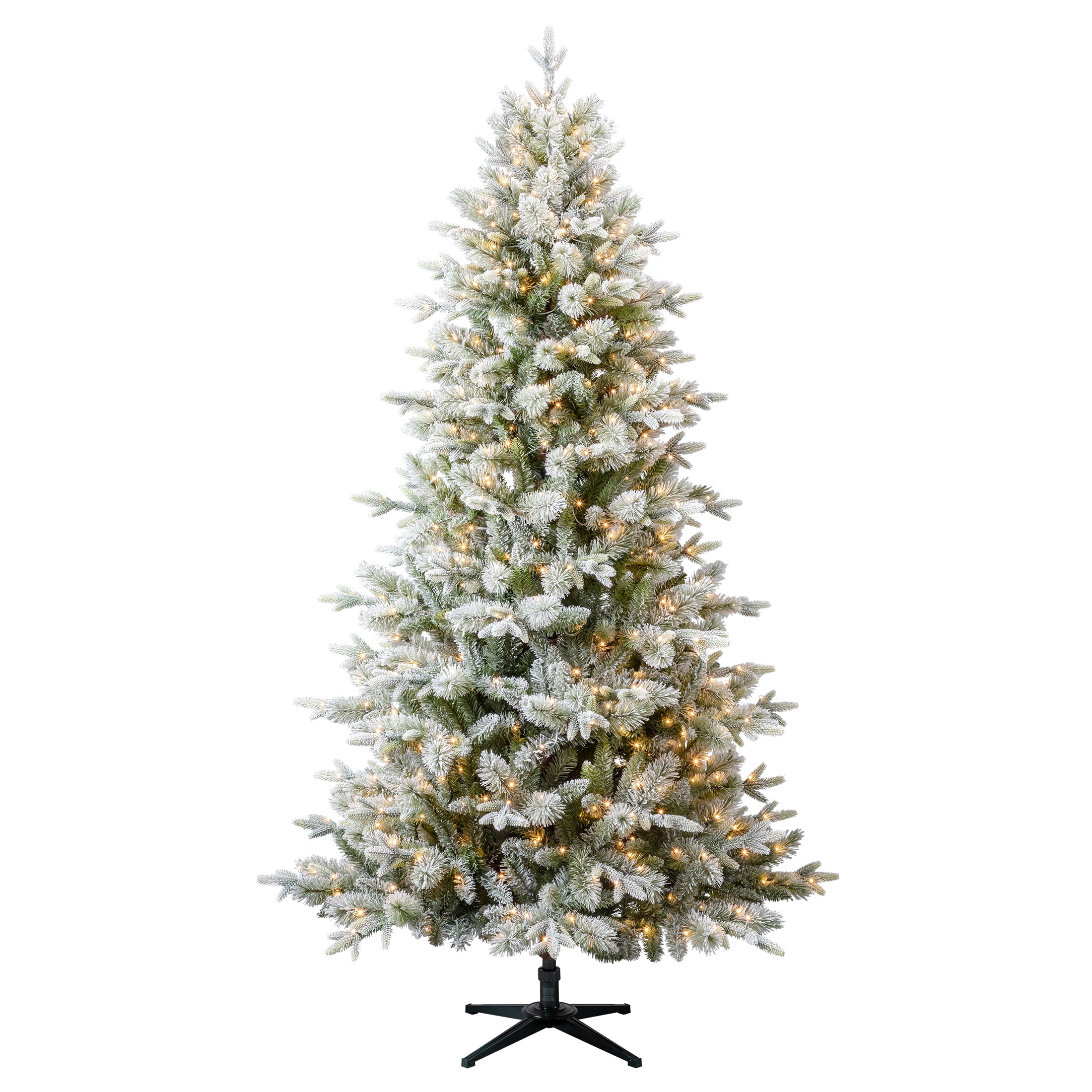 7.5' Aspen Pine Prelit Green Flocked Artificial Christmas Tree with LumaDazzle Color-Changing Twinkle LED Lights and Quick Set, by Holiday Time