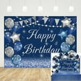 thumbnail image 1 of 7×5FT Birthday Backdrop Silvery Balloons Navy Blue Backdrop Adults Men And Women Birthday Party Decorations, 1 of 5