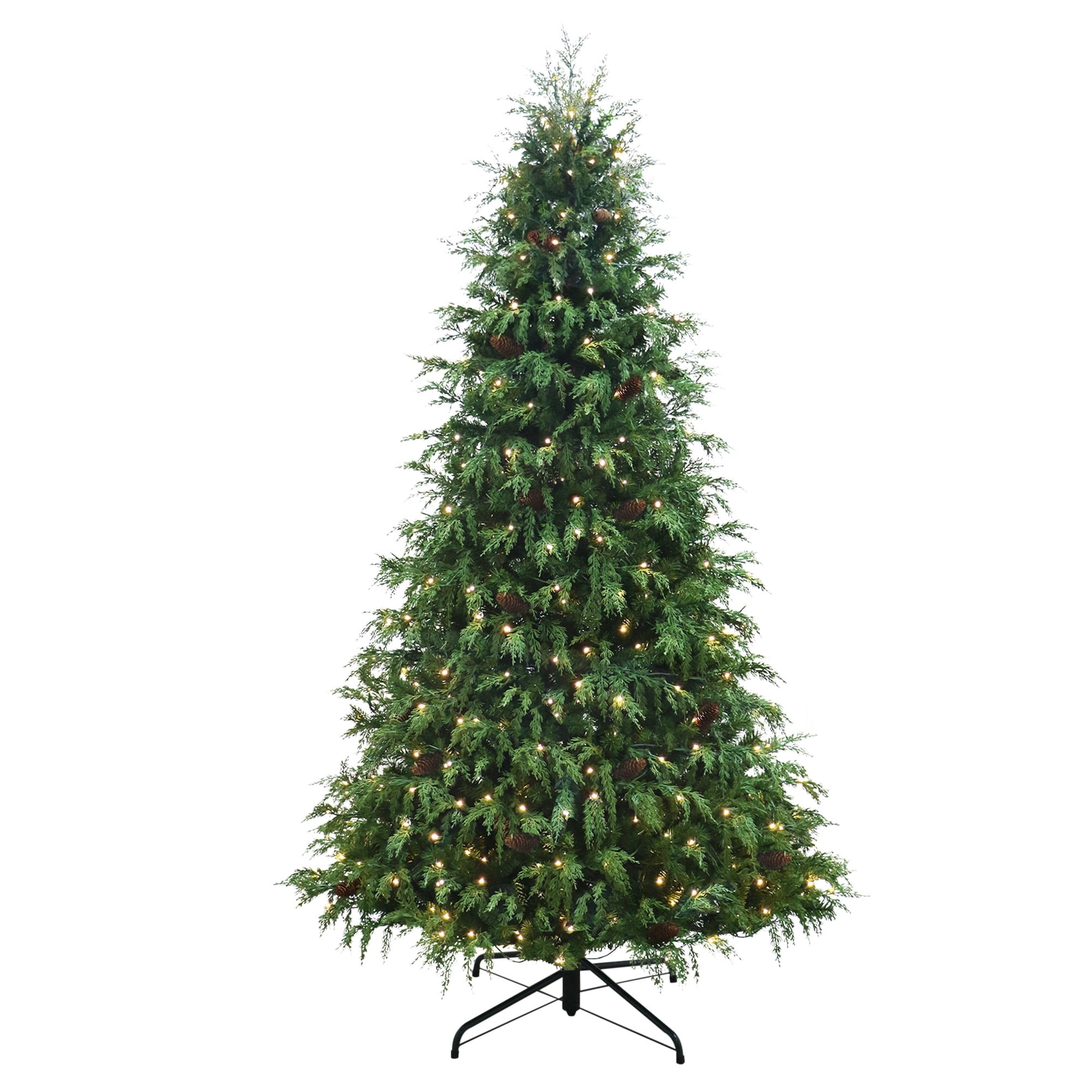 7.5' Pre-Lit Cedar Green Artificial Christmas Tree with 400 Warm White Twinkle LED Lights and Stand, by Holiday Time