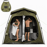 7.5Ft Camping Shower Tent, 2-Room Privacy With Portable Camping Shower Gear Outdoor, Shower Enclosure,Toilet & Dressing Room,Essentials For Beach, Hiking