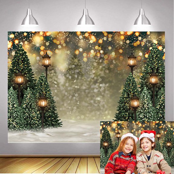 75FT Christmas Backdrop Winter Forest Landscape Background for Photography Christmas Pine Tree Christmas Decorations Indoor