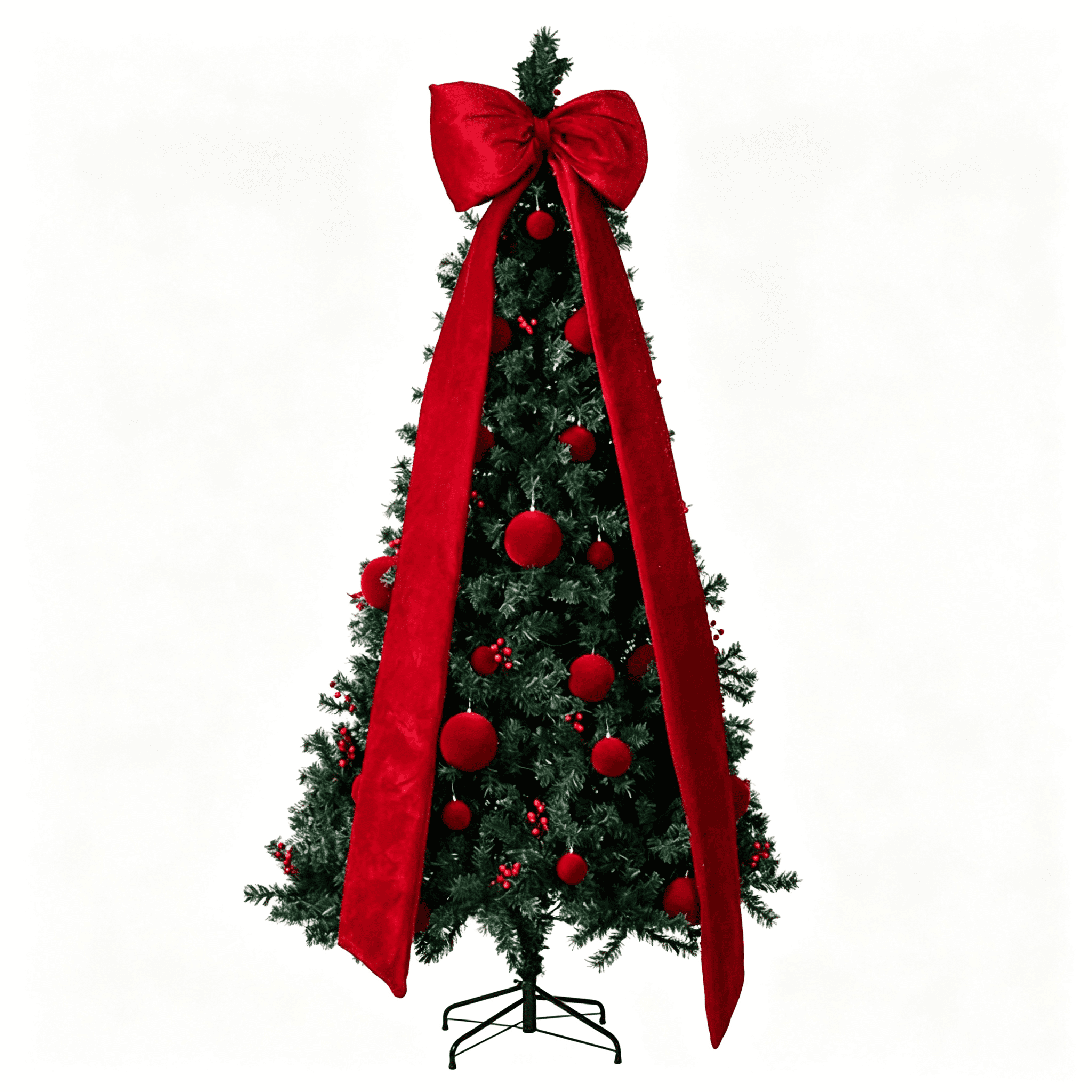 7.5FT Christmas Tree, Dark Green PVC with 1600 Branch Tips, 300 Warm White LED Lights, Easy Setup with Reinforced Metal Stand
