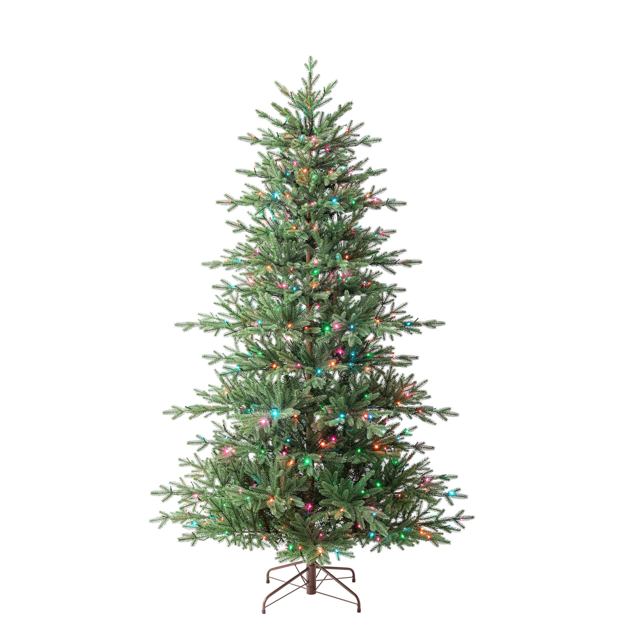 7.5' Pre-Lit Greenwich Fir Green Artificial Christmas Tree with LumaDazzle Color-Changing Twinkle LED Lights, Quick Set, and Stand, by Holiday Time