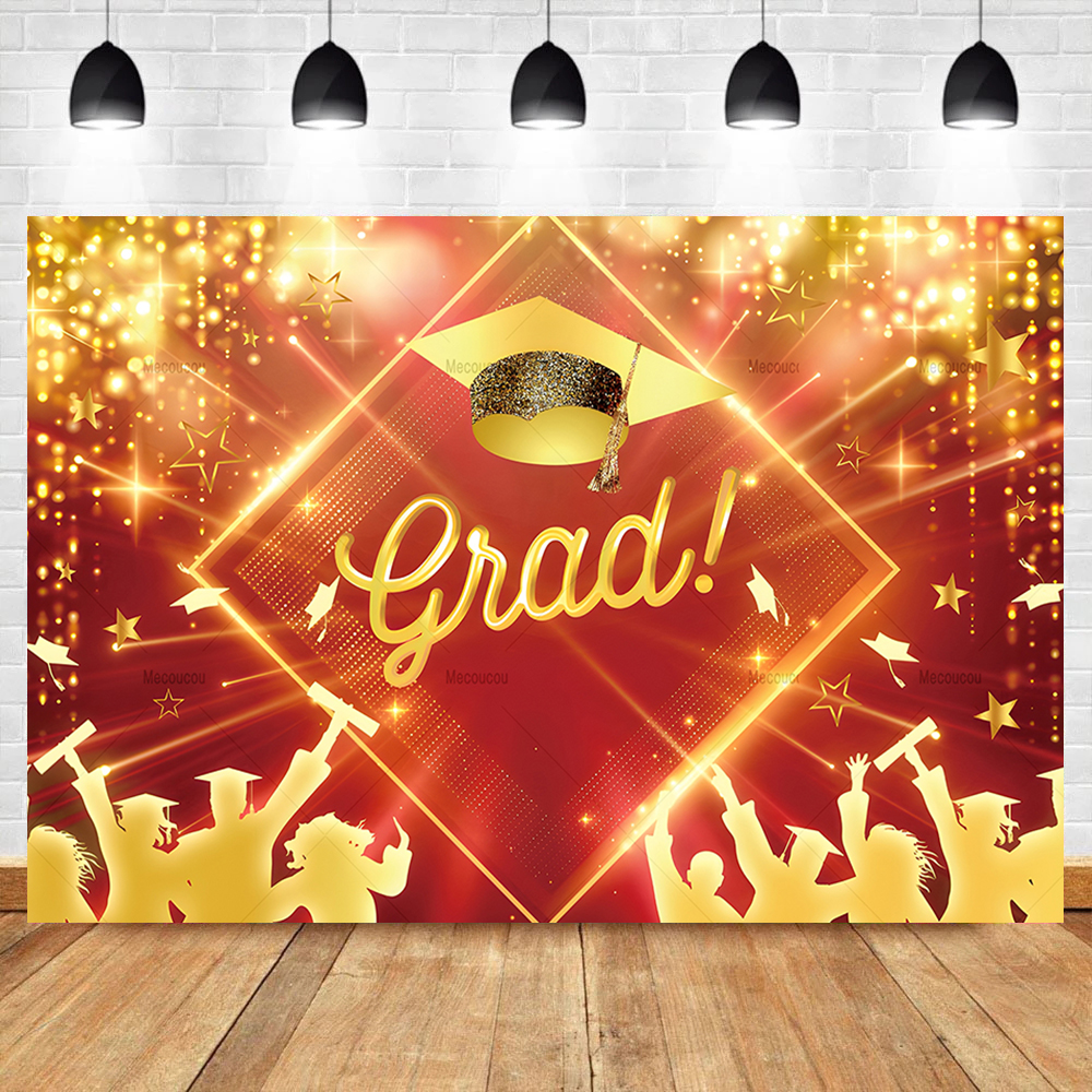 7*5FT Graduation Season Photography Background Banner Gold Blue ...