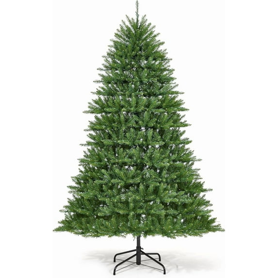 7.5FT Green Artificial Christmas Tree - Full Branches, Sturdy Stand, Lifelike Needles & Easy Assembly for Holiday Decor