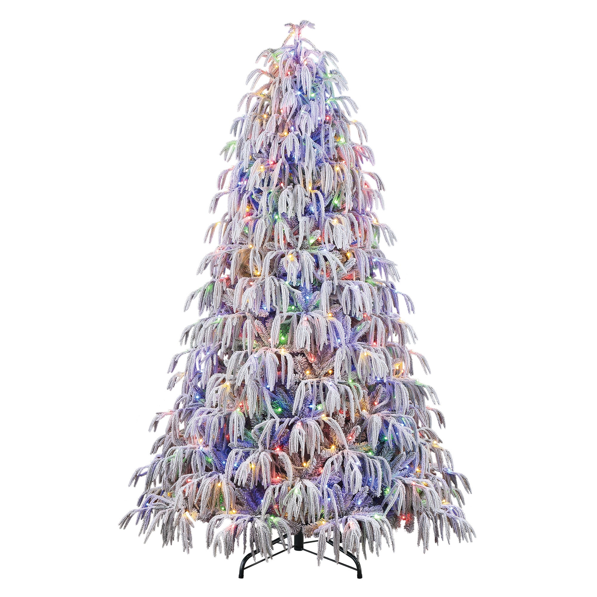 7.5ft Pre-Lit Glittering Flocked Hamilton Spruce Christmas Tree by Holiday Time, 450 Color-Changing LED