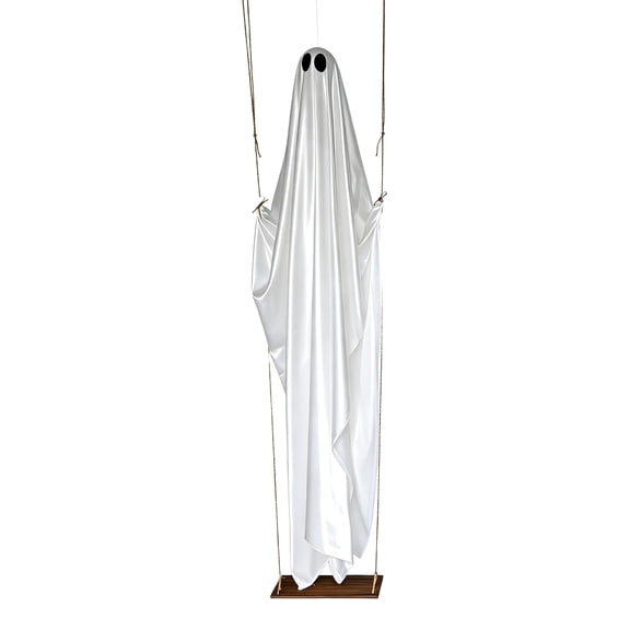 7.5FT Hanging Ghost Swing Halloween Decorations Outdoor with Remote Control LED Lights, Large Scary Ghost Sheet for Yard Tree Porch Garden Lawn Party Polyester