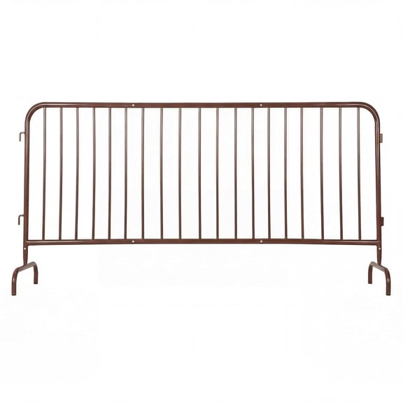 7.5FT Interlocking Steel Barricade Heavy Duty Crowd Control Barrier with Removable Bridge Feet Brown