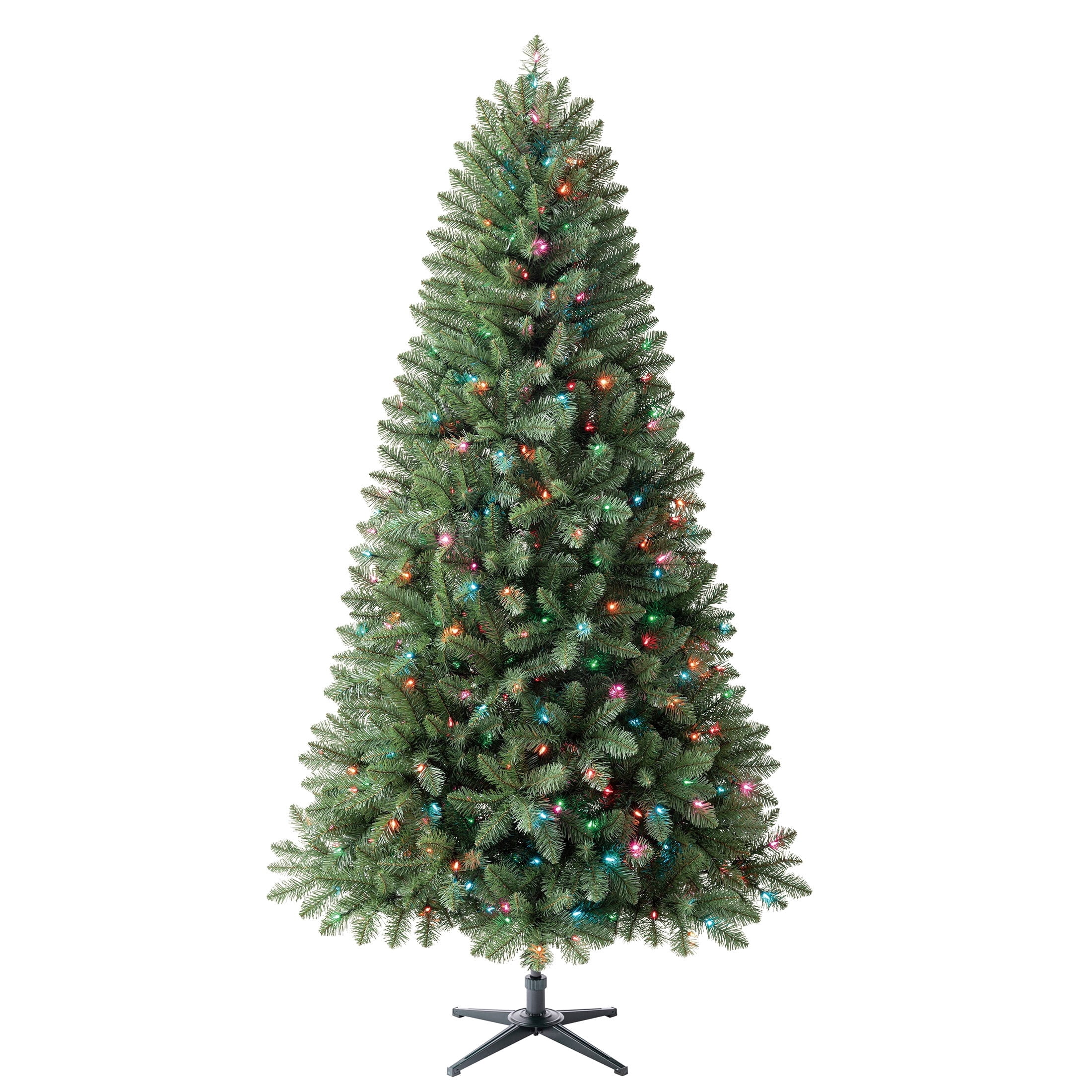 7.5' Pre-Lit Kennedy Fir Green Artificial Christmas Tree with Color-Changing Small LED Lights, Quick Set, and Stand, by Holiday Time