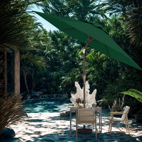 7.5FT Outdoor Patio Umbrella, Patio Umbrella, Market Umbrella, Metal Pole Umbrella with Push Button Tilt and Crank, 11 Ribs, Polyester Canopy
