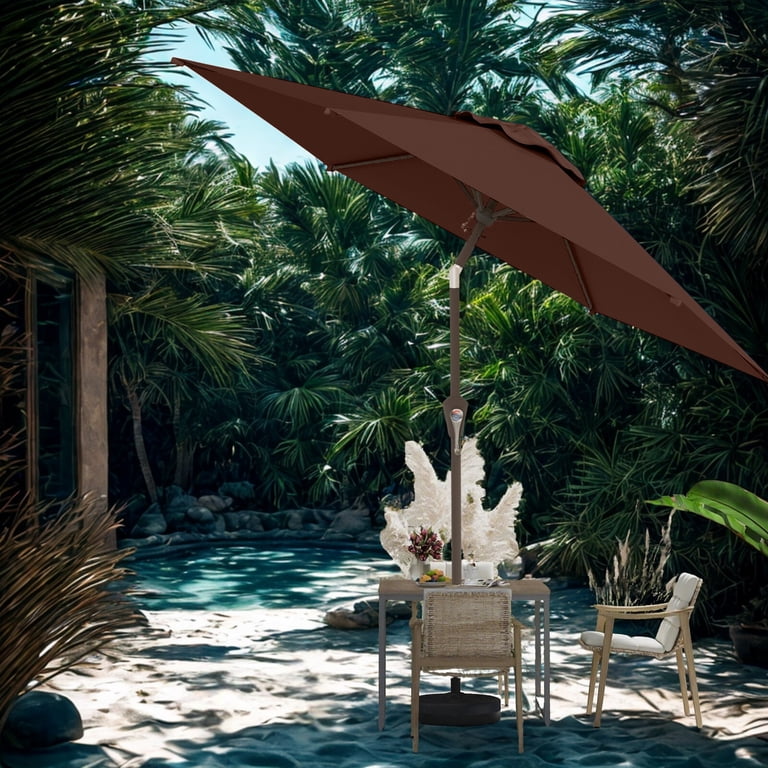 6 patio table umbrella metal pole 4 ribs MASTERCANOPY 7.5FT for Outdoor Market Simple Crank System/Tilt Adjustment MF Studio 10 x 6.6ft