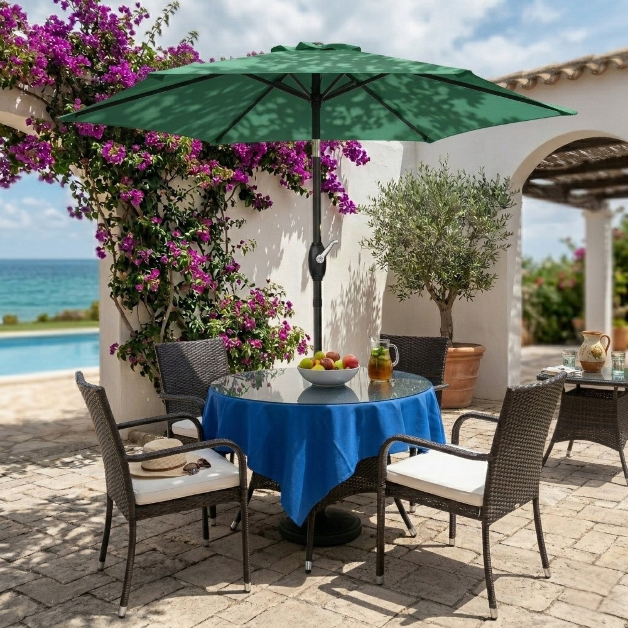 7.5FT Patio Market Table Umbrella, UV-Resistant Canopy and Tilt Button