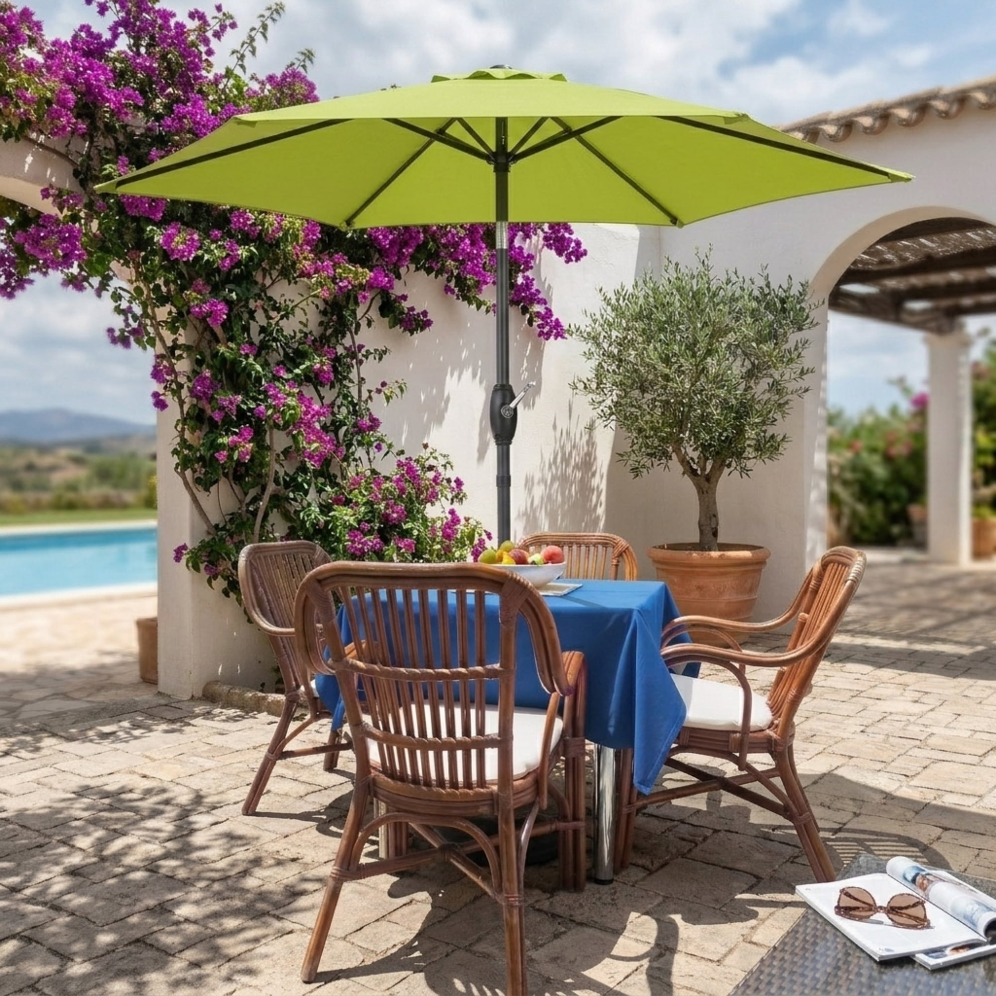 7.5FT Patio Market Table Umbrella, UV-Resistant Canopy and Tilt Button