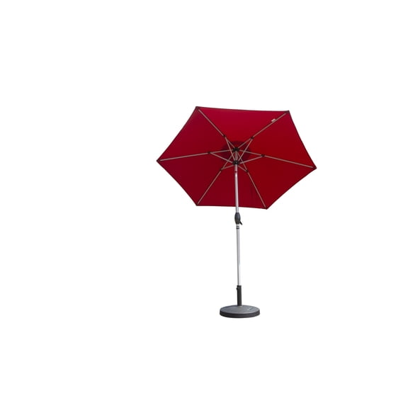 7.5FT Patio Umbrella, Outdoor Table Umbrella with Push Button Tilt and Crank, UV Protection Waterproof Market Sun Umbrella with 6 Sturdy Ribs for Garden, Deck, Backyard, Pool (Brick Red)