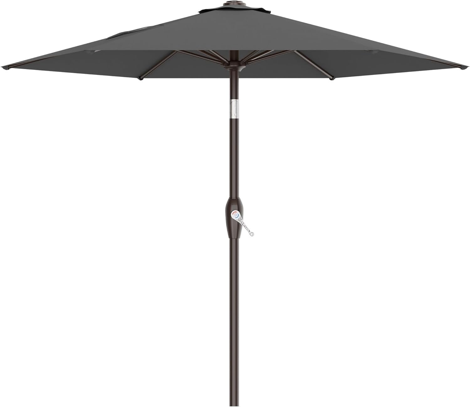 7.5FT Patio Umbrella Table Market Umbrella with 6 Sturdy Ribs, Button Tilt/Crank, Heavy-Duty Outdoor Umbrellas for Pool, Deck, Garden and Backyard, Gray
