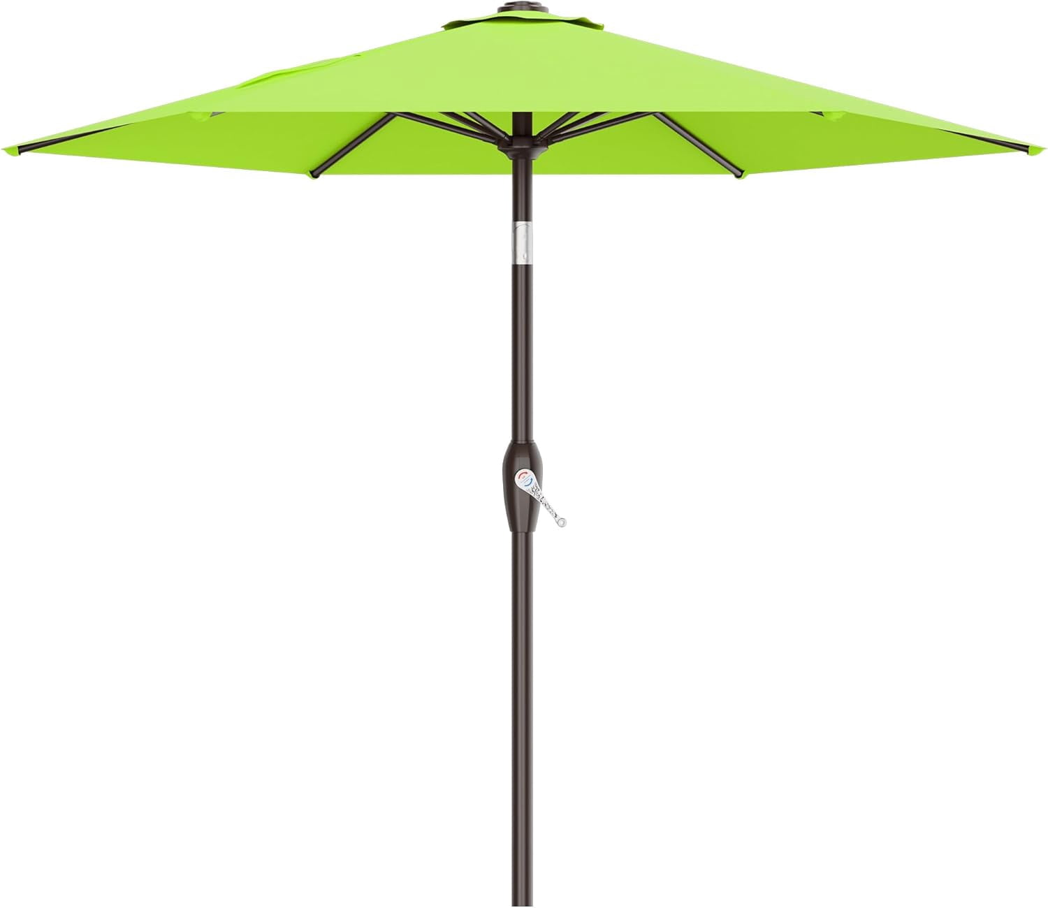7.5FT Patio Umbrella Table Market Umbrella with 6 Sturdy Ribs, Button Tilt/Crank Heavy-Duty Round Outdoor Umbrellas for Garden, Deck, Backyard,and Pool, Apple Green