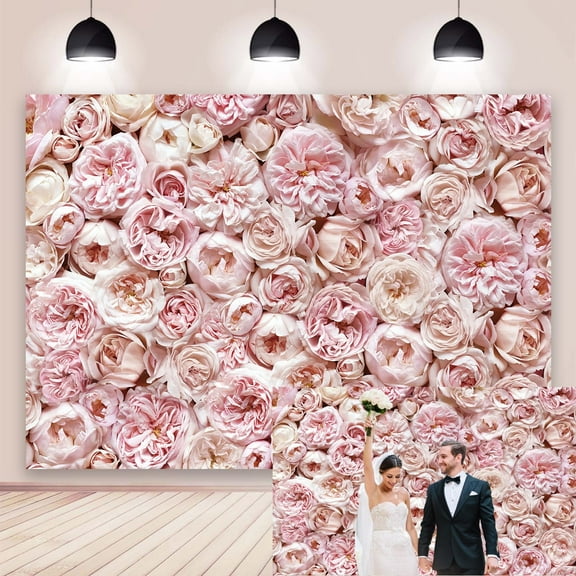 7×5FT Photo Backdrop Pink Floral Backdrop For Photography Blush Rose Blooms Flower Photo Background For Mother's Day Adult Lovers Studio Props Backdrop