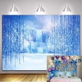 thumbnail image 1 of 7×5FT Photo Backdrop Winter Snow Backdrop Blue Ice Crystal Background for Photography Winter Theme Happy Birthday Banner Birthday Party Supplies, 1 of 6