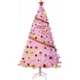 thumbnail image 1 of 7.5FT Pink Flocked Artificial Christmas Tree with 1200 Branch Tips, Xmas Tree with Hinged Design & Foldable Base, Grand Holiday Decoration for Large Living Spaces & Outdoor Areas, 1 of 9
